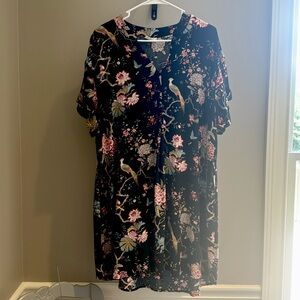 GP & J Baker X H&M Bird Dress Rayon Floral Band Collar